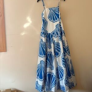 Blue and White Shell Print Dress